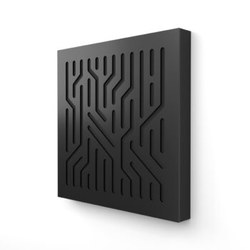ngled view of the black Akustify Circuit Mono 50x50 acoustic diffuser panel