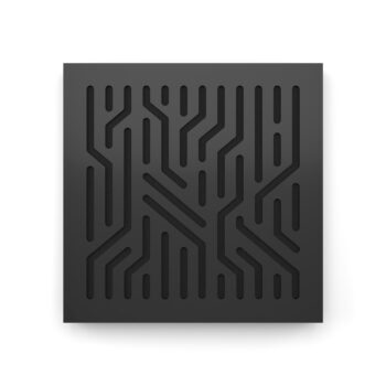 Front view of the Akustify Circuit Mono 50x50 cm studio diffuser panel in black